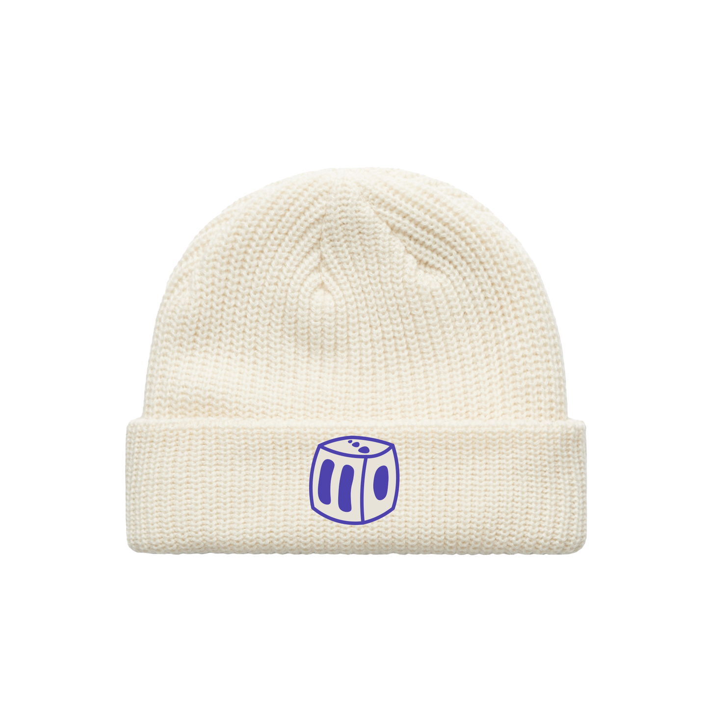 'Dice Cube' Cable Beanie - Off White