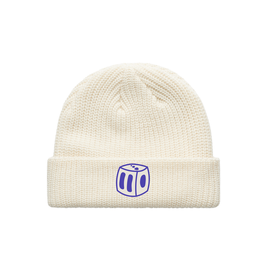'Dice Cube' Cable Beanie - Off White