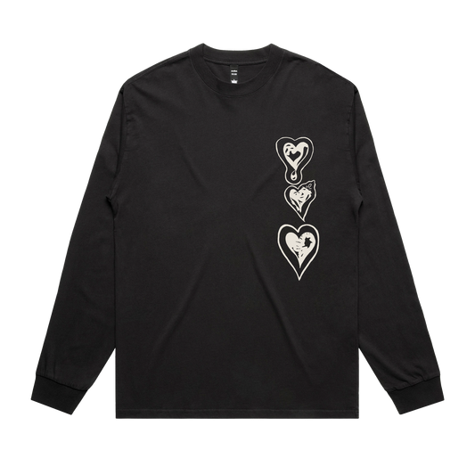 Product photo of the "Parlor Hearts" Long Sleeve Tee in Black