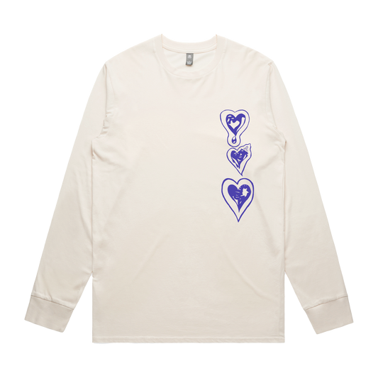 'Parlor Hearts' Long Sleeve Tee - Off White